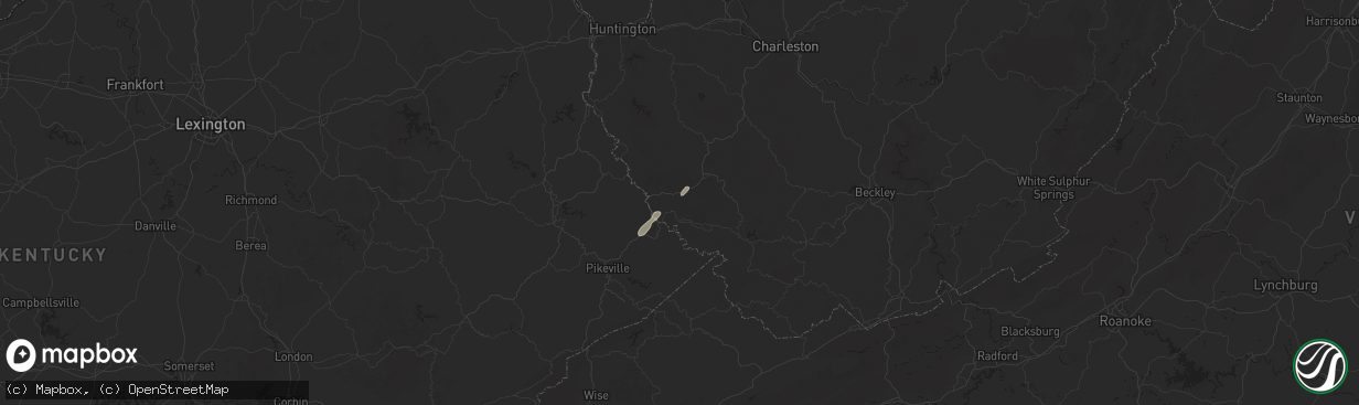 Hail map in Delbarton, WV on March 16, 2025