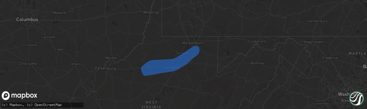 Hail map in Fairmont, WV on March 16, 2025