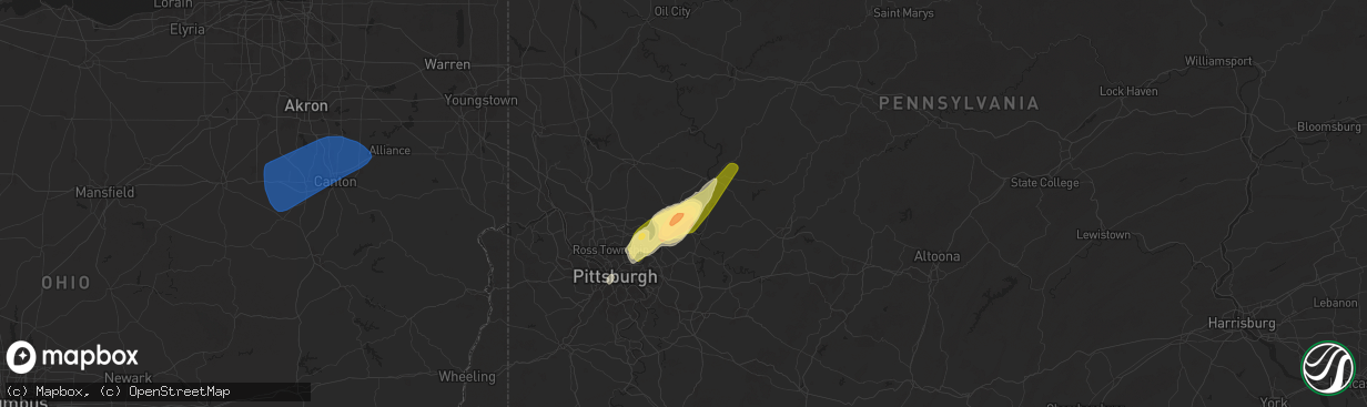 Hail map in Freeport, PA on March 16, 2025