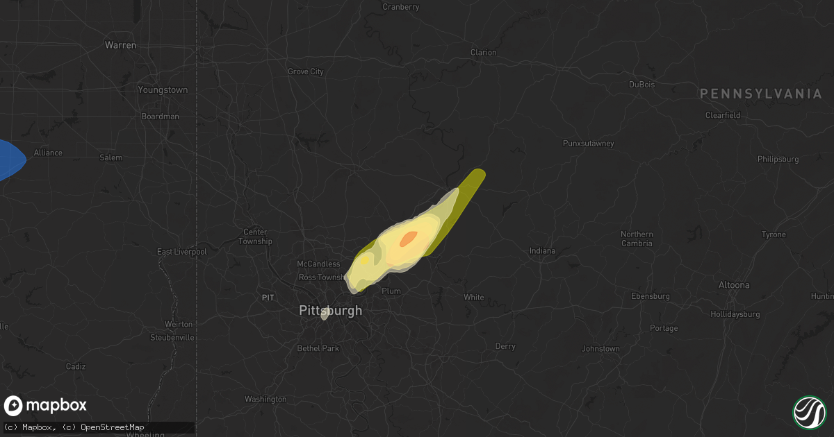 Hail map in Freeport, PA on March 16, 2025
