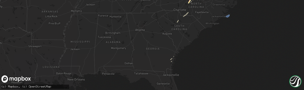 Hail map in Georgia on March 16, 2025