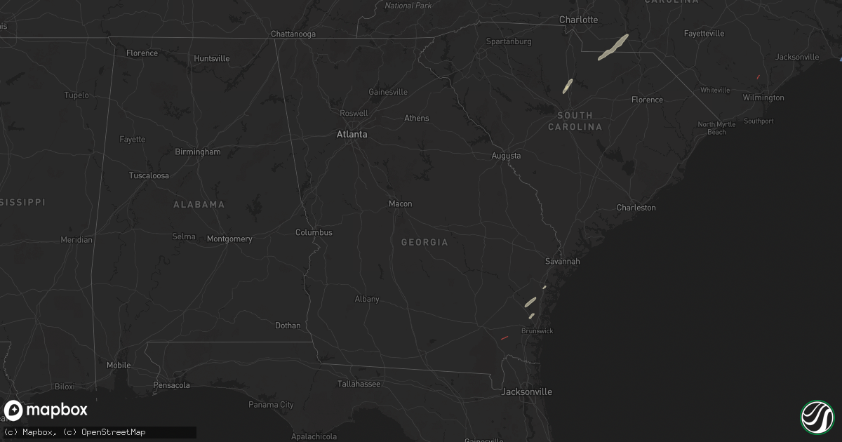 Hail map in Georgia on March 16, 2025