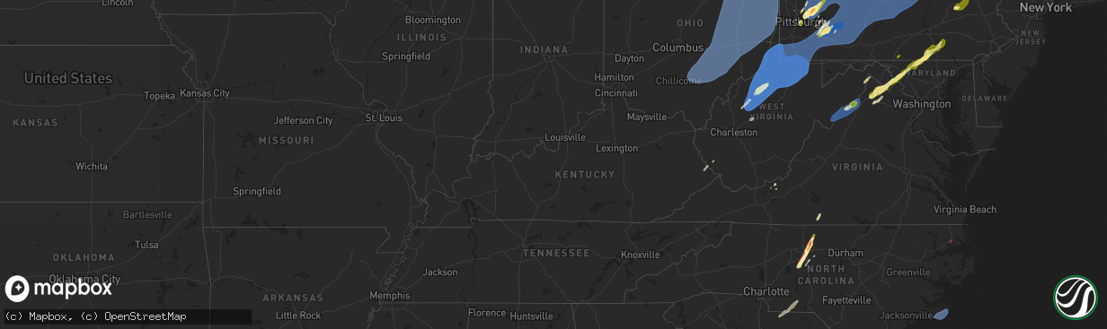 Hail map in Kentucky on March 16, 2025