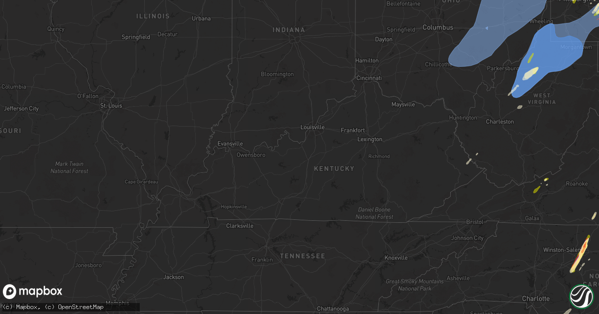 Hail map in Kentucky on March 16, 2025