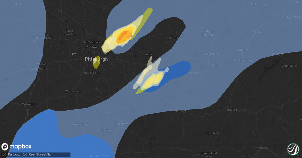Hail map in Latrobe, PA on March 16, 2025