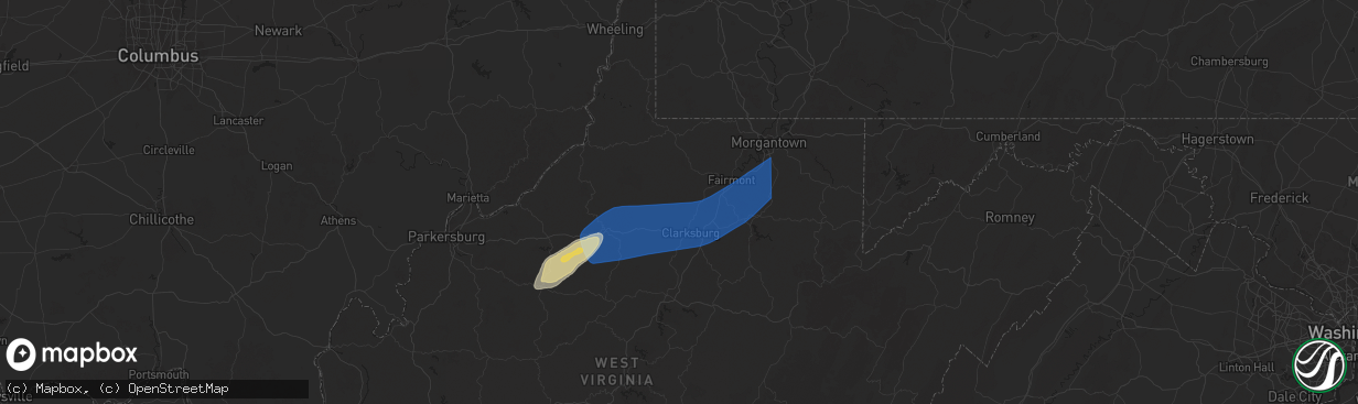 Hail map in Lumberport, WV on March 16, 2025