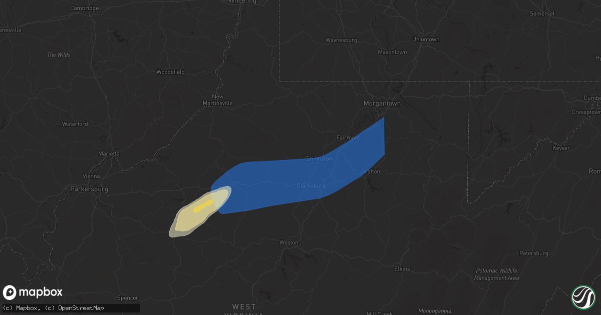 Hail map in Lumberport, WV on March 16, 2025