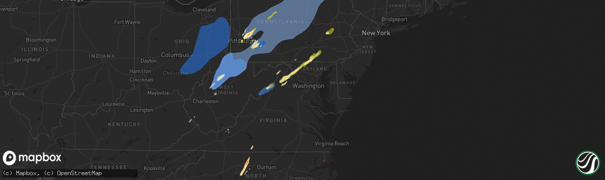 Hail map in Maryland on March 16, 2025