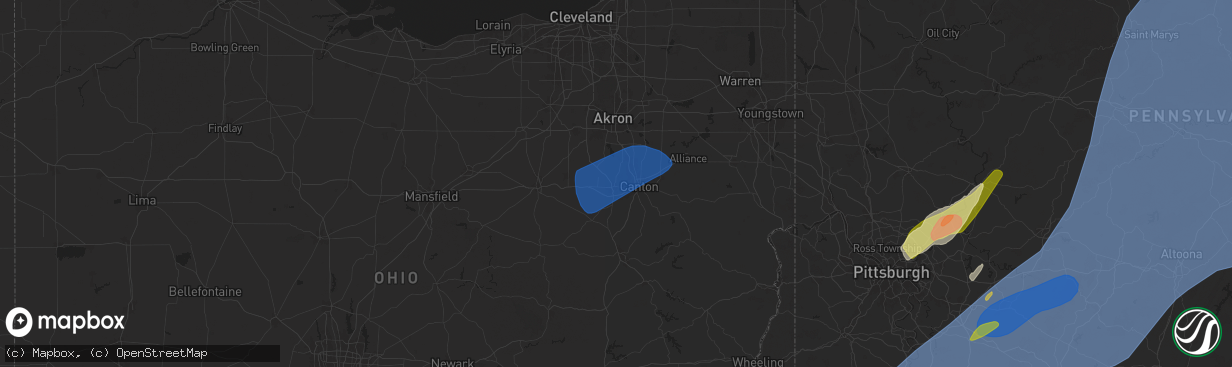 Hail map in Massillon, OH on March 16, 2025