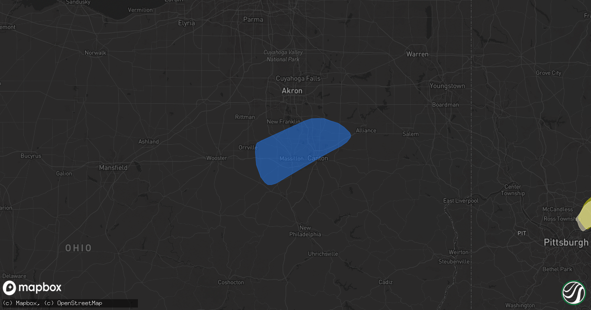 Hail map in Massillon, OH on March 16, 2025