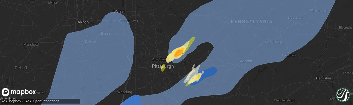 Hail map in Natrona Heights, PA on March 16, 2025