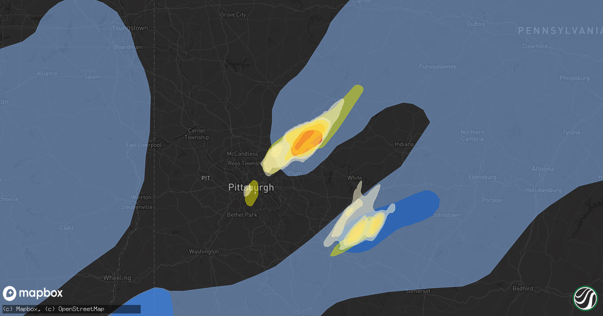 Hail map in New Kensington, PA on March 16, 2025