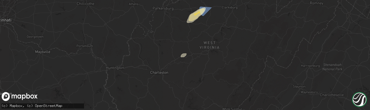 Hail map in Newton, WV on March 16, 2025