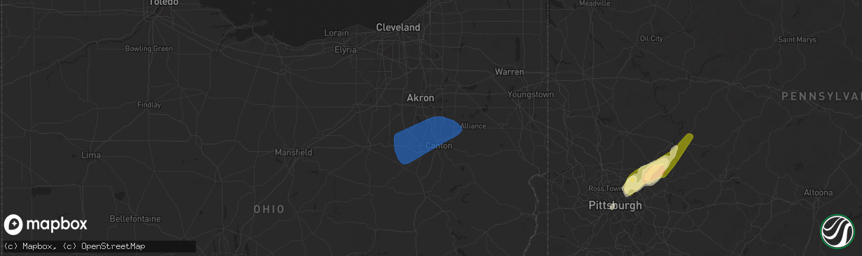 Hail map in North Canton, OH on March 16, 2025