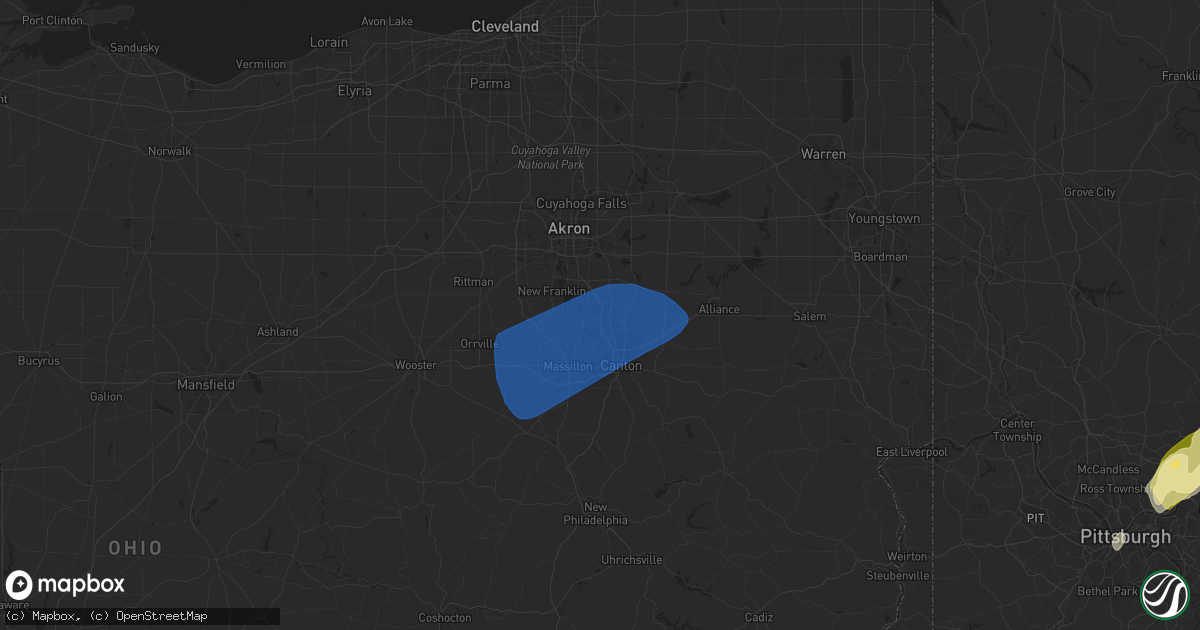 Hail map in North Canton, OH on March 16, 2025