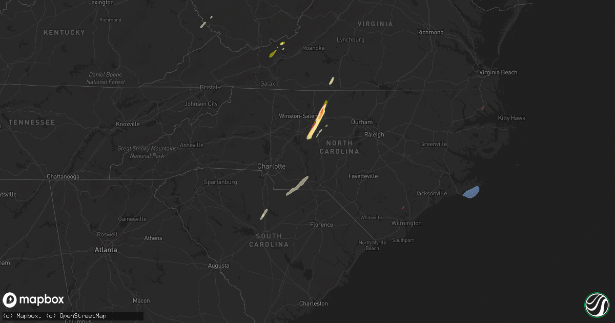 Hail map in North Carolina on March 16, 2025