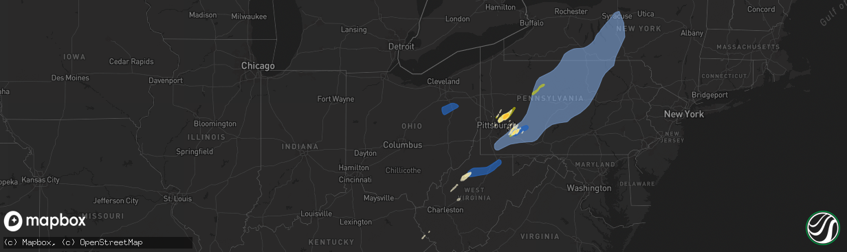 Hail map in Ohio on March 16, 2025