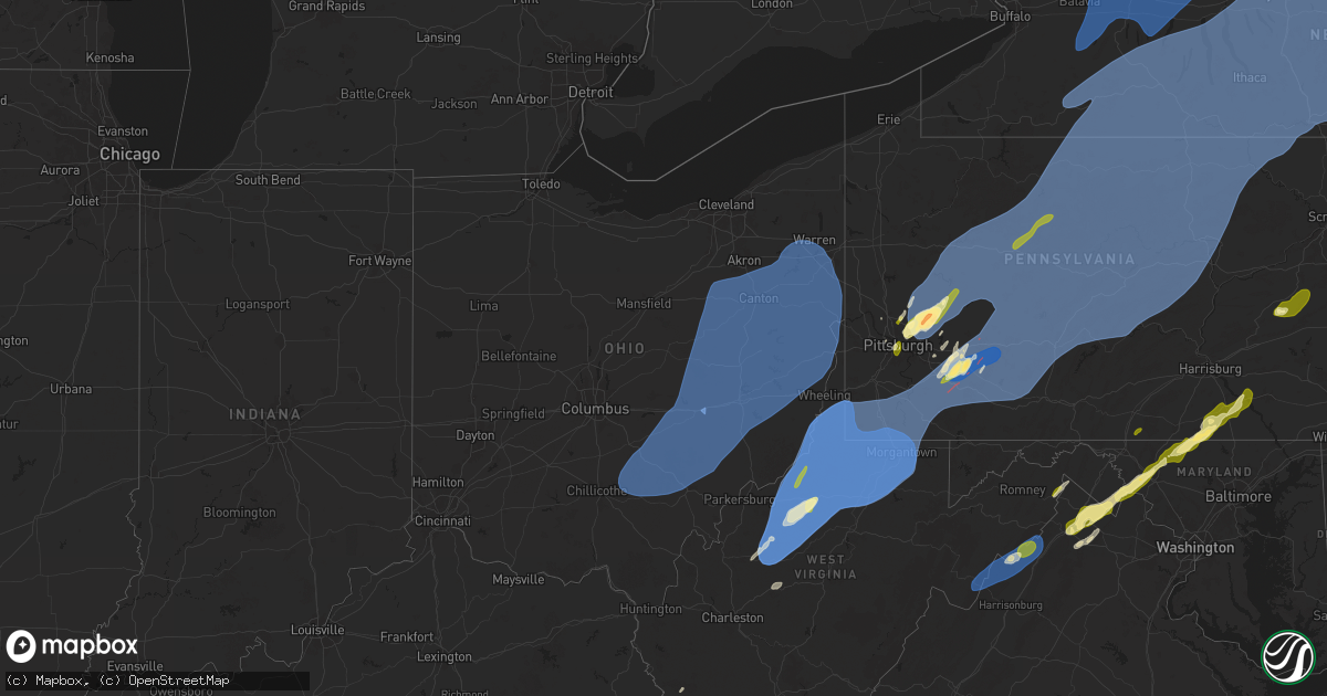 Hail map in Ohio on March 16, 2025