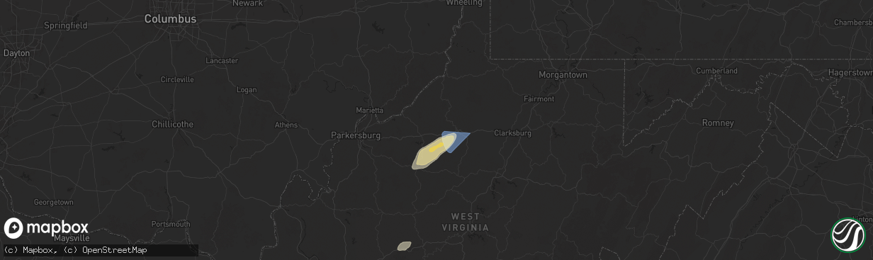 Hail map in Pennsboro, WV on March 16, 2025