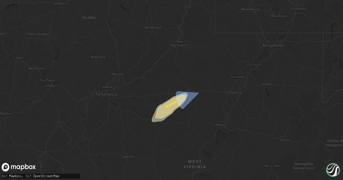 Hail map in Pennsboro, WV on March 16, 2025