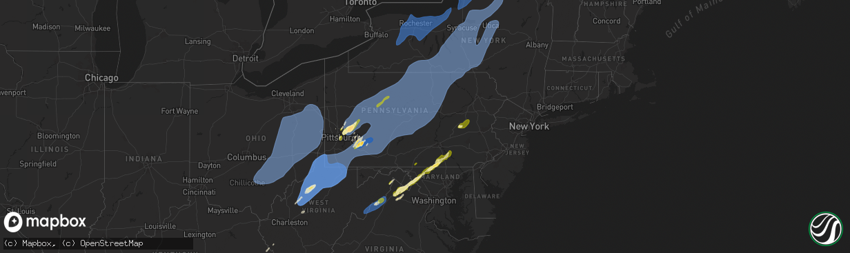 Hail map in Pennsylvania on March 16, 2025