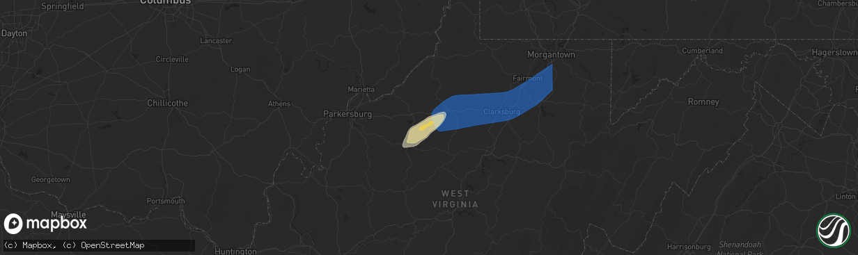 Hail map in Pullman, WV on March 16, 2025