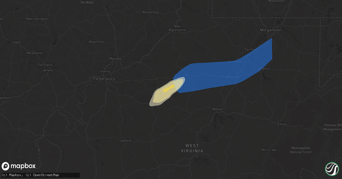 Hail map in Pullman, WV on March 16, 2025