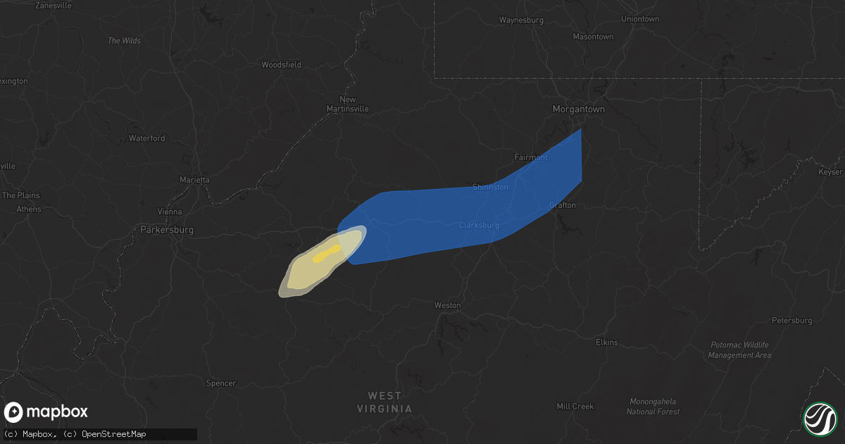 Hail map in Salem, WV on March 16, 2025