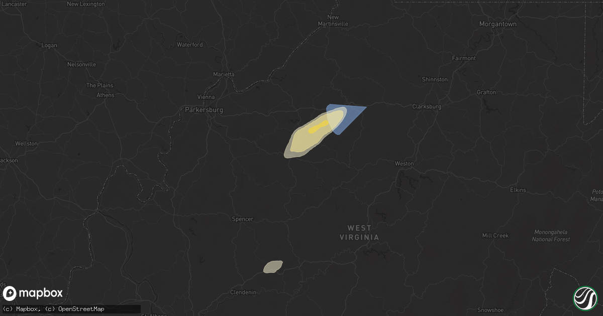 Hail map in Smithville, WV on March 16, 2025