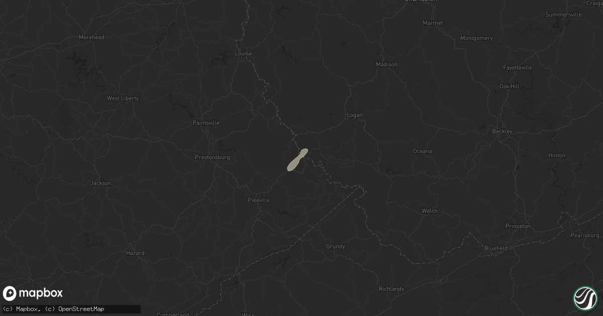 Hail map in South Williamson, KY on March 16, 2025