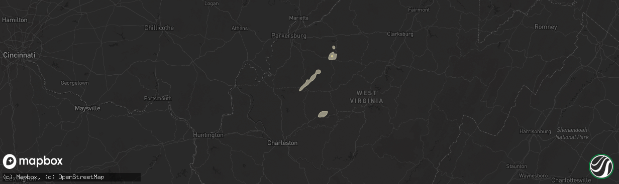 Hail map in Spencer, WV on March 16, 2025