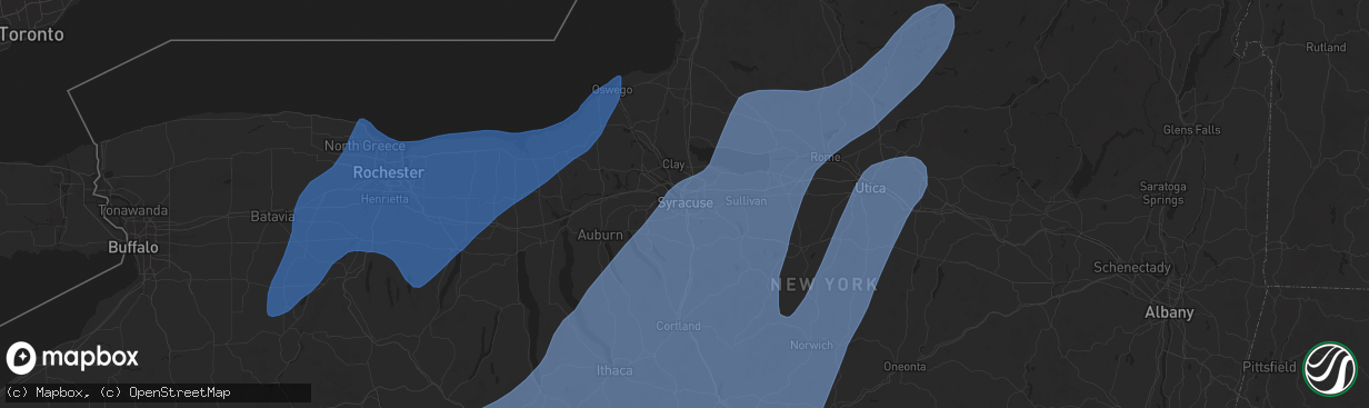 Hail map in Syracuse, NY on March 16, 2025