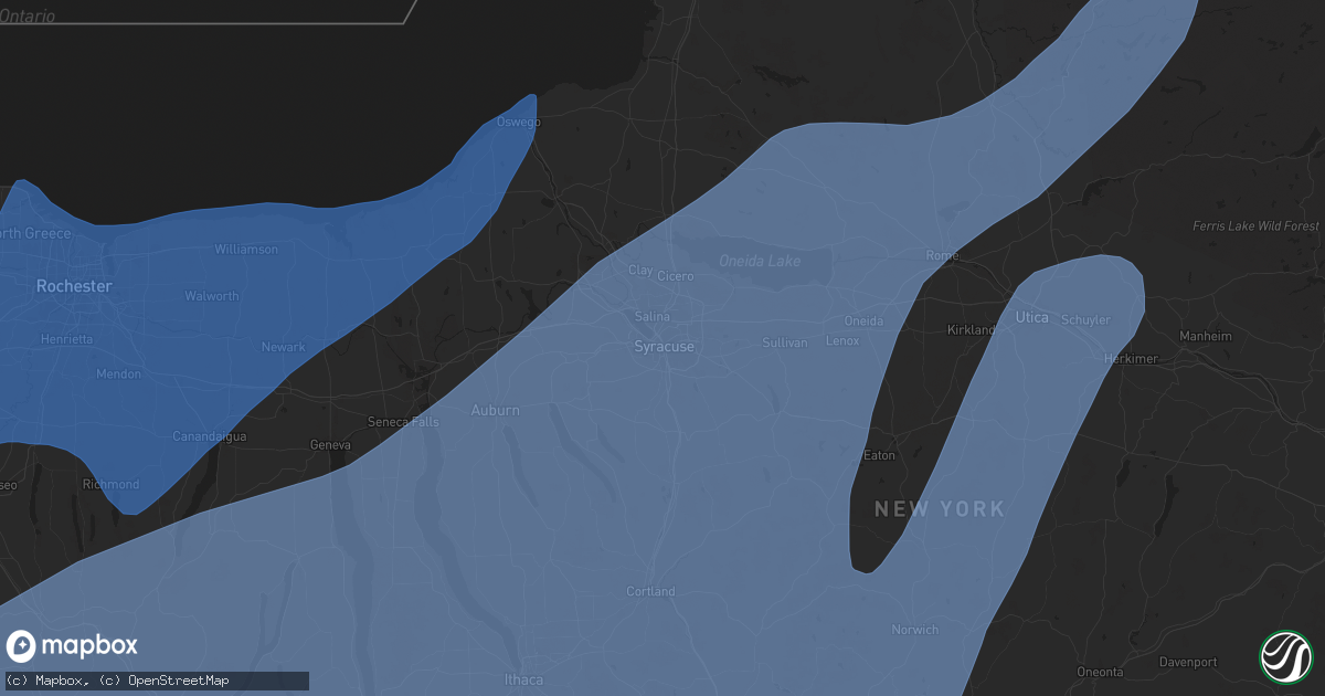 Hail map in Syracuse, NY on March 16, 2025