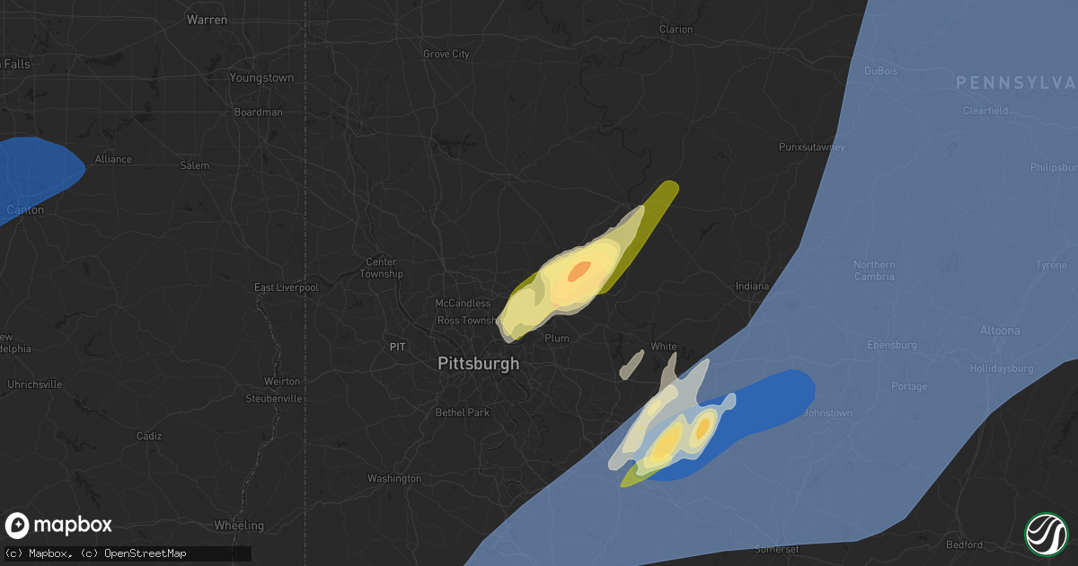 Hail map in Tarentum, PA on March 16, 2025