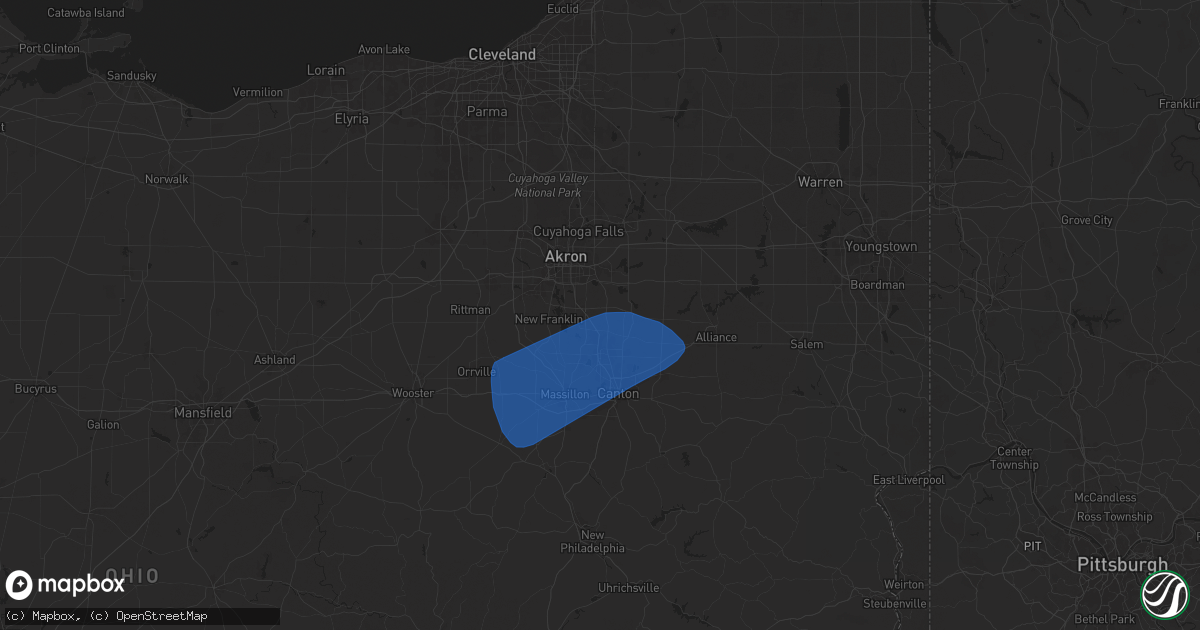 Hail map in Uniontown, OH on March 16, 2025