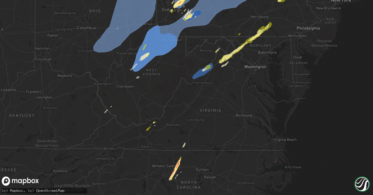 Hail map in Virginia on March 16, 2025