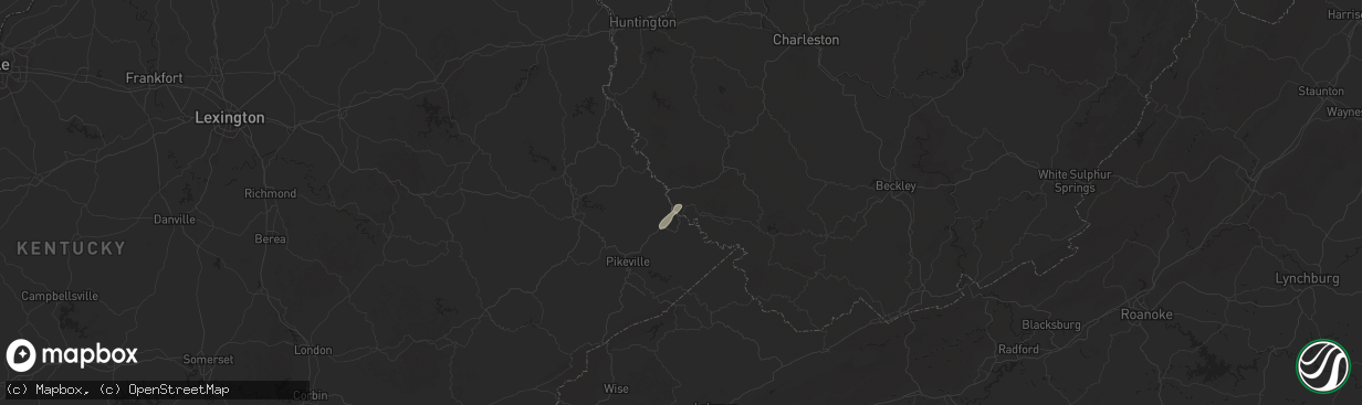 Hail map in Williamson, WV on March 16, 2025