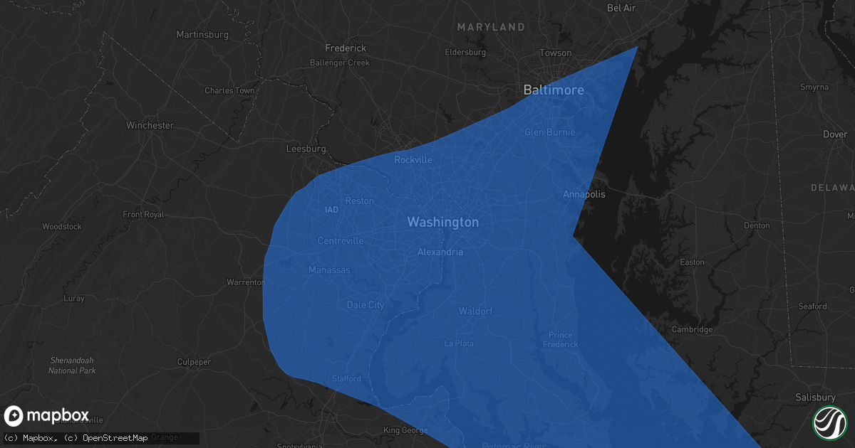 Hail map in Arlington, VA on March 16, 2026