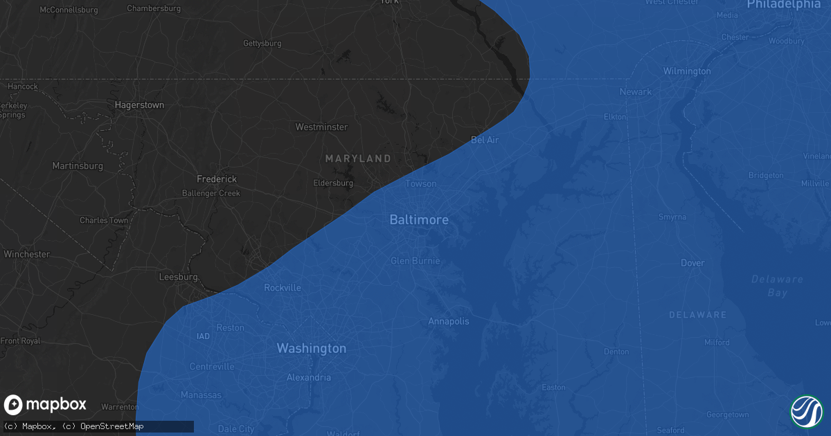 Hail map in Baltimore, MD on March 16, 2026