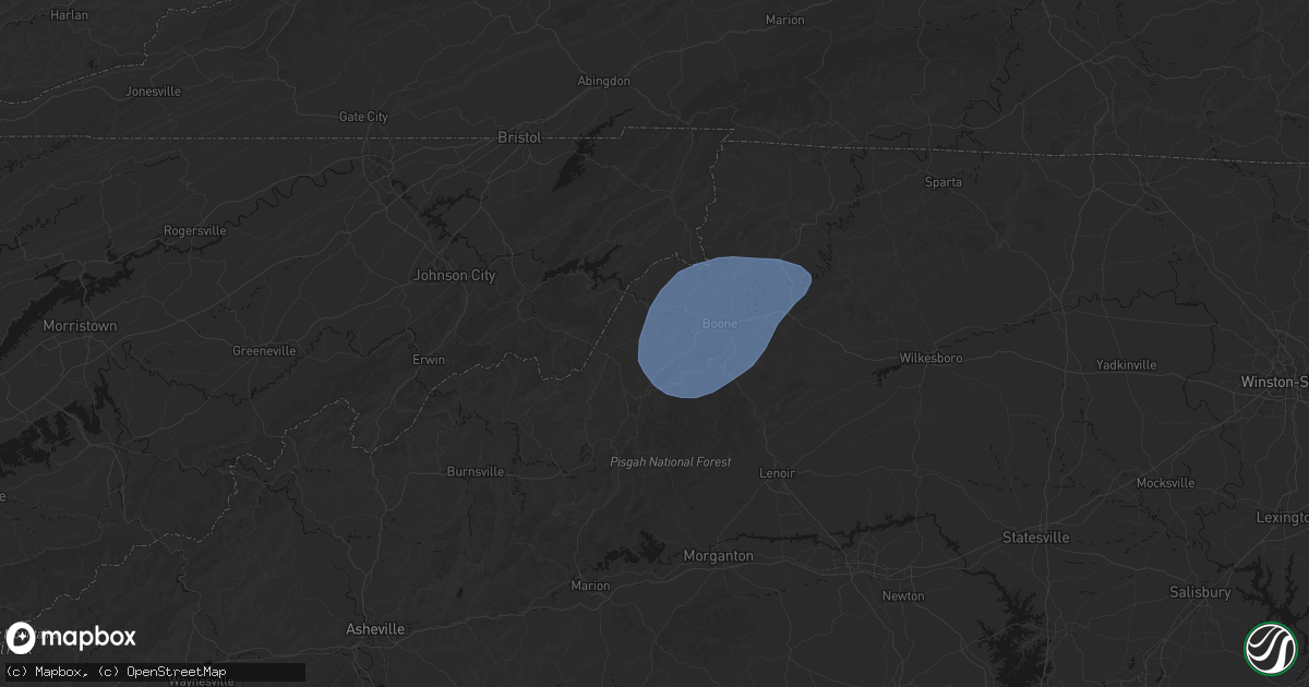 Hail map in Banner Elk, NC on March 16, 2026