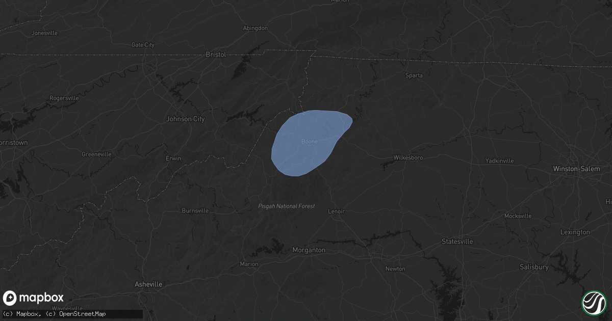 Hail map in Blowing Rock, NC on March 16, 2026
