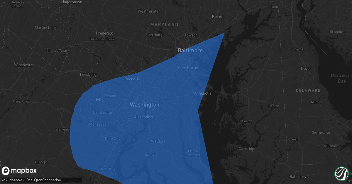 Hail map in Bowie, MD on March 16, 2026