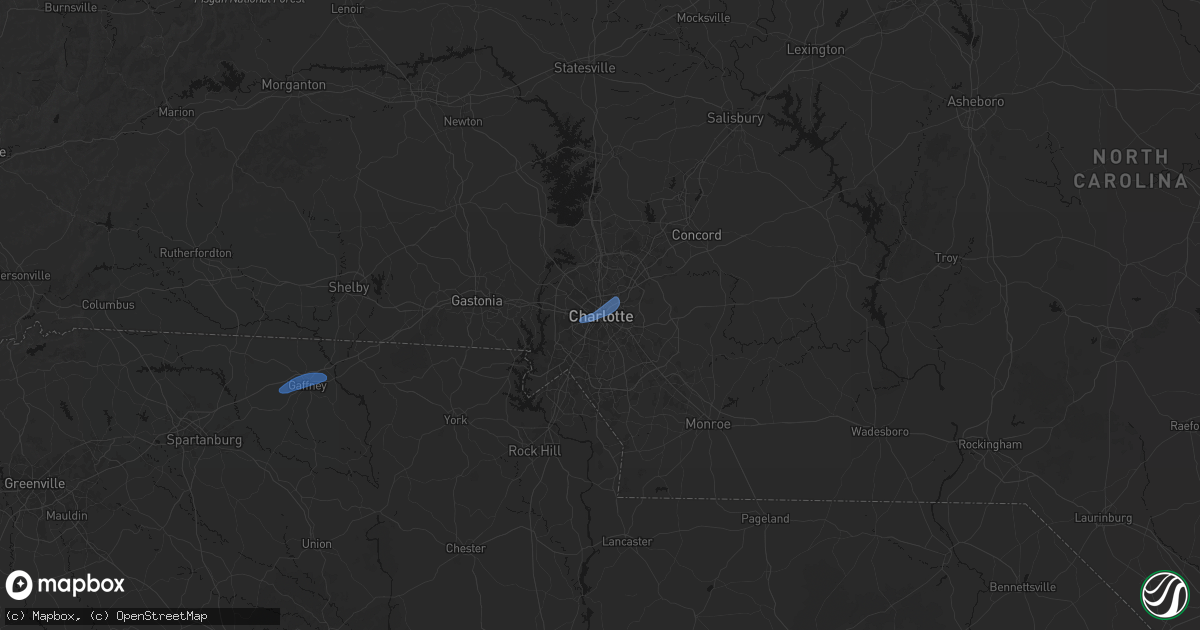 Hail map in Charlotte, NC on March 16, 2026