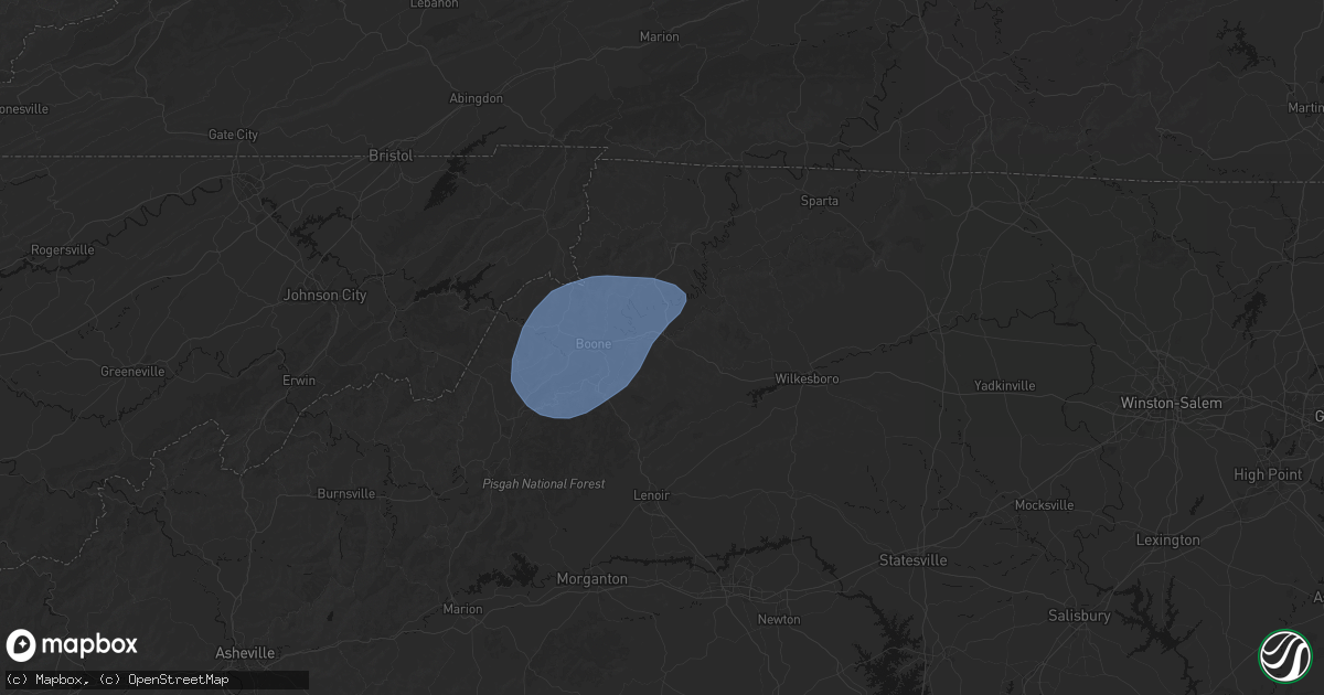 Hail map in Deep Gap, NC on March 16, 2026