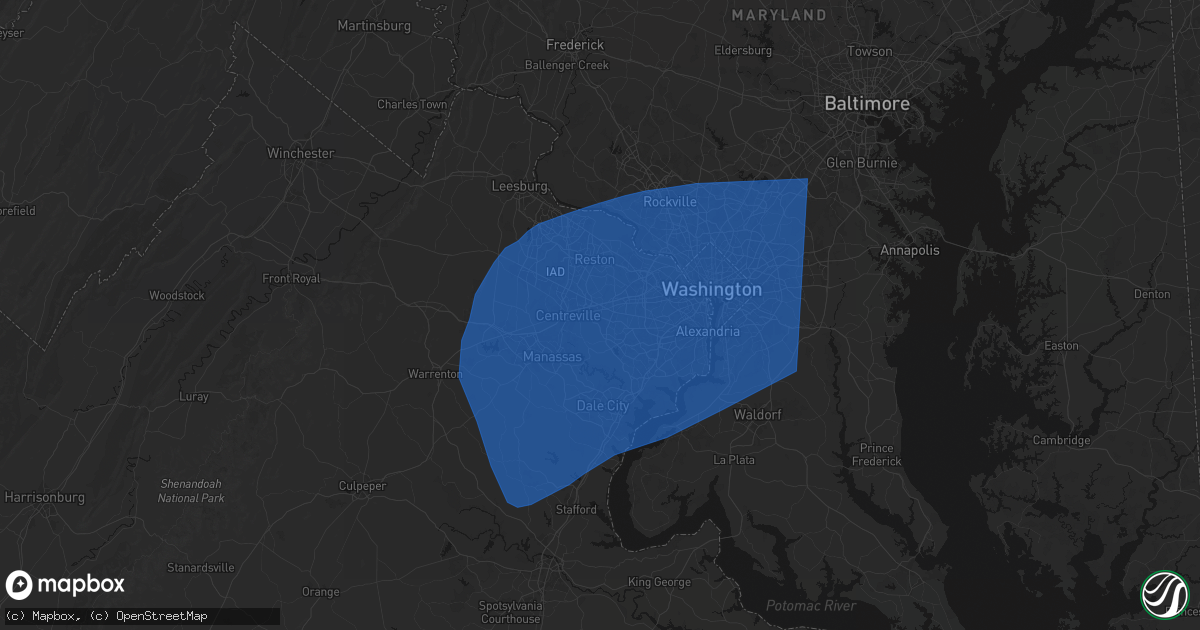 Hail map in Fairfax, VA on March 16, 2026