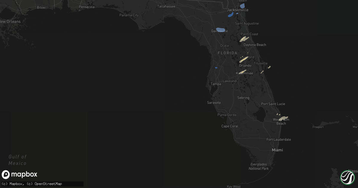 Hail map in Florida on March 16, 2026
