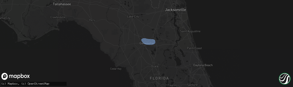 Hail map in Gainesville, FL on March 16, 2026