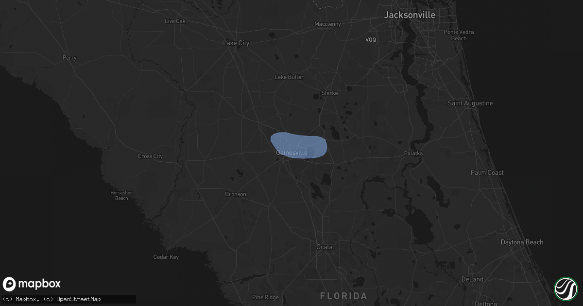 Hail map in Gainesville, FL on March 16, 2026