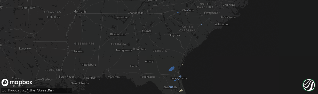 Hail map in Georgia on March 16, 2026