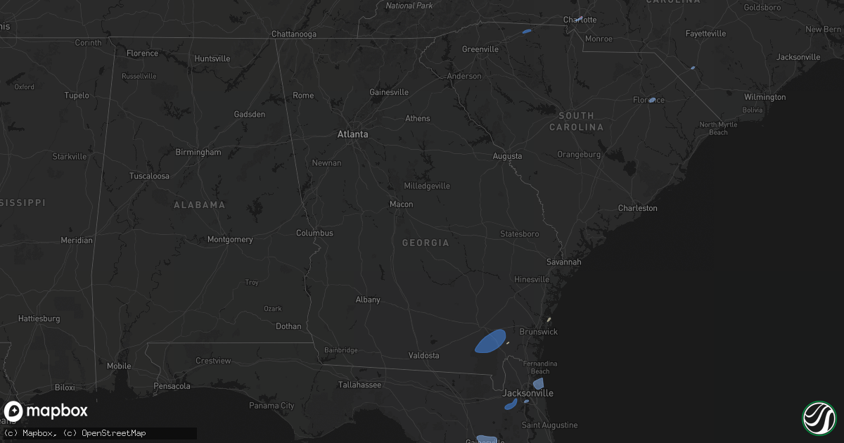 Hail map in Georgia on March 16, 2026
